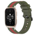 For Garmin Forerunner Sq2 Music 20mm Vertical Two-Color Silicone Watch Band(Army Green+Red)
