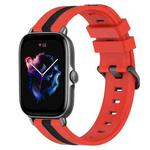 For Amazfit GTS 3 20mm Vertical Two-Color Silicone Watch Band(Red+Black)