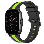 For Amazfit GTS 2E 20mm Vertical Two-Color Silicone Watch Band(Black+Lime Green)