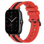 For Amazfit GTS 2E 20mm Vertical Two-Color Silicone Watch Band(Red+Black)