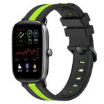 For Amazfit GTS 2 Mini 20mm Vertical Two-Color Silicone Watch Band(Black+Lime Green)