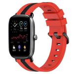 For Amazfit GTS 2 Mini 20mm Vertical Two-Color Silicone Watch Band(Red+Black)