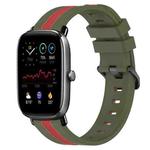 For Amazfit GTS 2 Mini 20mm Vertical Two-Color Silicone Watch Band(Army Green+Red)