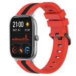 For Amazfit GTS 20mm Vertical Two-Color Silicone Watch Band(Red+Black)