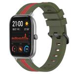 For Amazfit GTS 20mm Vertical Two-Color Silicone Watch Band(Army Green+Red)