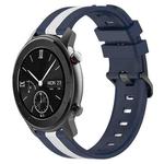 For Amazfit GTR 42MM 20mm Vertical Two-Color Silicone Watch Band(Blue+White)