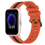 For Amazfit Pop Pro 20mm Vertical Two-Color Silicone Watch Band(Orange+Black)