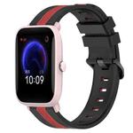 For Amazfit Pop Pro 20mm Vertical Two-Color Silicone Watch Band(Black+Red)