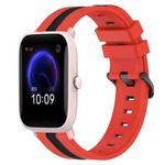For Amazfit Pop Pro 20mm Vertical Two-Color Silicone Watch Band(Red+Black)
