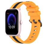 For Amazfit Pop Pro 20mm Vertical Two-Color Silicone Watch Band(Yellow+Black)