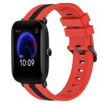 For Amazfit Pop 20mm Vertical Two-Color Silicone Watch Band(Red+Black)