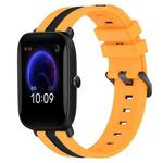 For Amazfit Pop 20mm Vertical Two-Color Silicone Watch Band(Yellow+Black)