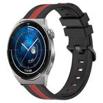 For Huawei Watch GT3 Pro 43mm 20mm Vertical Two-Color Silicone Watch Band(Black+Red)