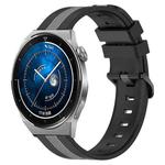 For Huawei Watch GT3 Pro 43mm 20mm Vertical Two-Color Silicone Watch Band(Black+Grey)