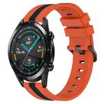 For Huawei Watch GT2 42mm 20mm Vertical Two-Color Silicone Watch Band(Orange+Black)