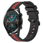 For Huawei Watch GT2 42mm 20mm Vertical Two-Color Silicone Watch Band(Black+Red)
