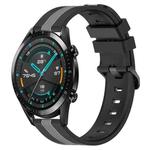For Huawei Watch GT2 42mm 20mm Vertical Two-Color Silicone Watch Band(Black+Grey)