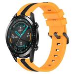 For Huawei Watch GT2 42mm 20mm Vertical Two-Color Silicone Watch Band(Yellow+Black)