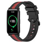 For Honor Watch ES 20mm Vertical Two-Color Silicone Watch Band(Black+Red)