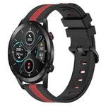 For Honor  Magic Watch2 42mm 20mm Vertical Two-Color Silicone Watch Band(Black+Red)