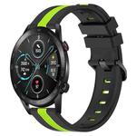 For Honor  Magic Watch2 42mm 20mm Vertical Two-Color Silicone Watch Band(Black+Lime Green)