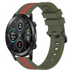 For Honor  Magic Watch2 42mm 20mm Vertical Two-Color Silicone Watch Band(Army Green+Red)