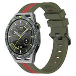 For Huawei Watch GT 3 SE 22mm Vertical Two-Color Silicone Watch Band(Army Green+Red)