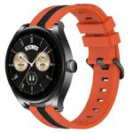 For Huawei Watch Buds 22mm Vertical Two-Color Silicone Watch Band(Orange+Black)