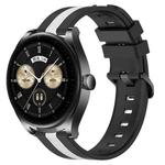 For Huawei Watch Buds 22mm Vertical Two-Color Silicone Watch Band(Black+White)