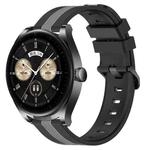 For Huawei Watch Buds 22mm Vertical Two-Color Silicone Watch Band(Black+Grey)