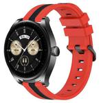 For Huawei Watch Buds 22mm Vertical Two-Color Silicone Watch Band(Red+Black)