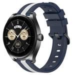 For Huawei Watch Buds 22mm Vertical Two-Color Silicone Watch Band(Blue+White)