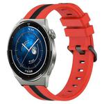 For Huawei Watch GT3 Pro 46mm 22mm Vertical Two-Color Silicone Watch Band(Red+Black)