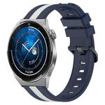For Huawei Watch GT3 Pro 46mm 22mm Vertical Two-Color Silicone Watch Band(Blue+White)