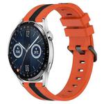 For Huawei Watch GT3 46mm 22mm Vertical Two-Color Silicone Watch Band(Orange+Black)