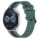 For Huawei Watch GT3 46mm 22mm Vertical Two-Color Silicone Watch Band(Green+Black)