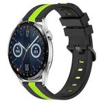 For Huawei Watch GT3 46mm 22mm Vertical Two-Color Silicone Watch Band(Black+Lime Green)