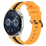 For Huawei Watch GT3 46mm 22mm Vertical Two-Color Silicone Watch Band(Yellow+Black)