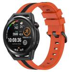 For Huawei Watch GT Runner 22mm Vertical Two-Color Silicone Watch Band(Orange+Black)