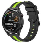 For Huawei Watch GT Runner 22mm Vertical Two-Color Silicone Watch Band(Black+Lime Green)