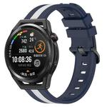 For Huawei Watch GT Runner 22mm Vertical Two-Color Silicone Watch Band(Blue+White)