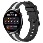 For Huawei Watch 3 22mm Vertical Two-Color Silicone Watch Band(Black+White)