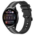 For Huawei Watch 3 22mm Vertical Two-Color Silicone Watch Band(Black+Grey)
