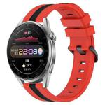 For Huawei Watch 3 Pro 22mm Vertical Two-Color Silicone Watch Band(Red+Black)