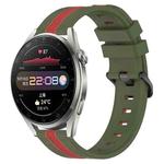 For Huawei Watch 3 Pro 22mm Vertical Two-Color Silicone Watch Band(Army Green+Red)