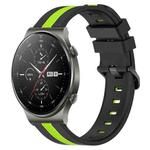 For Huawei GT2 Pro 22mm Vertical Two-Color Silicone Watch Band(Black+Lime Green)