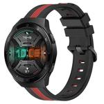 For Huawei Watch GT 2E 22mm Vertical Two-Color Silicone Watch Band(Black+Red)