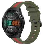 For Huawei Watch GT 2E 22mm Vertical Two-Color Silicone Watch Band(Army Green+Red)