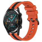 For Huawei GT2 46mm 22mm Vertical Two-Color Silicone Watch Band(Orange+Black)