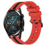 For Huawei GT2 46mm 22mm Vertical Two-Color Silicone Watch Band(Red+Black)